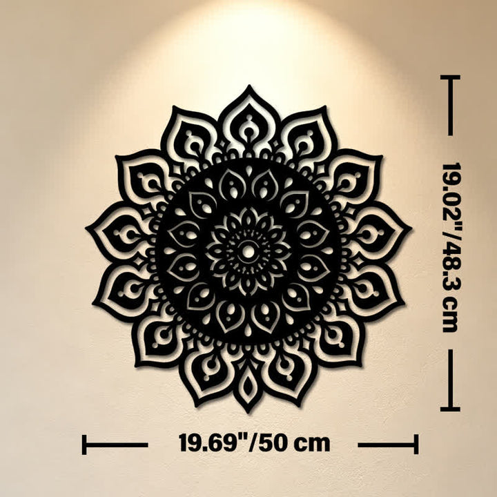Buddha Stones Decorazione murale rotonda con mandala, simbolo di consapevolezza e ricchezza, in ferro e metallo. - Circa 50 cm x 48,30 cm x 0,12 cm / 19,69 pollici x 19,02 pollici x 0,05 pollici - image 10