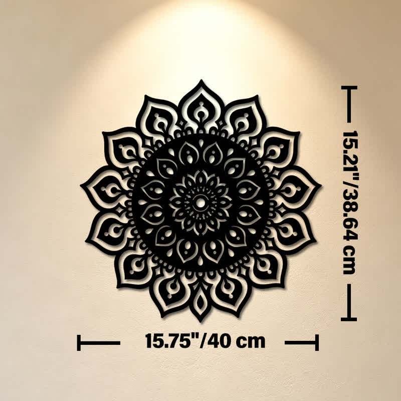 Buddha Stones Decorazione murale rotonda con mandala, simbolo di consapevolezza e ricchezza, in ferro e metallo. - Circa 40 cm x 38,64 cm x 0,1 cm / 15,75 pollici x 15,21 pollici x 0,04 pollici - image 8