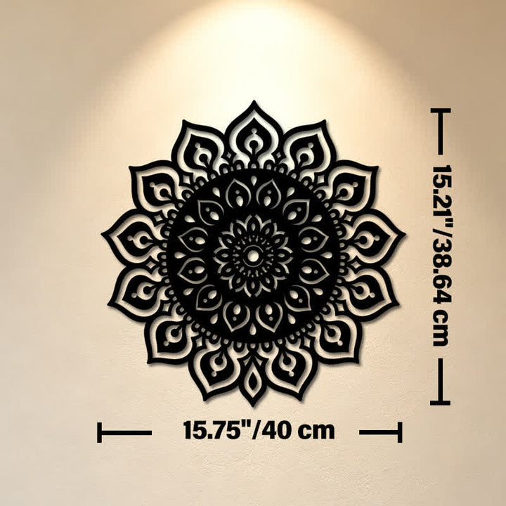 Buddha Stones Decorazione murale rotonda con mandala, simbolo di consapevolezza e ricchezza, in ferro e metallo. - Circa 40 cm x 38,64 cm x 0,1 cm / 15,75 pollici x 15,21 pollici x 0,04 pollici - image 8