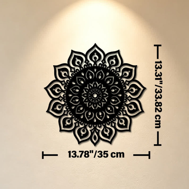 Buddha Stones Decorazione murale rotonda con mandala, simbolo di consapevolezza e ricchezza, in ferro e metallo. - Circa 35 cm x 33,82 cm x 0,1 cm / 13,78 pollici x 13,31 pollici x 0,04 pollici - image 6