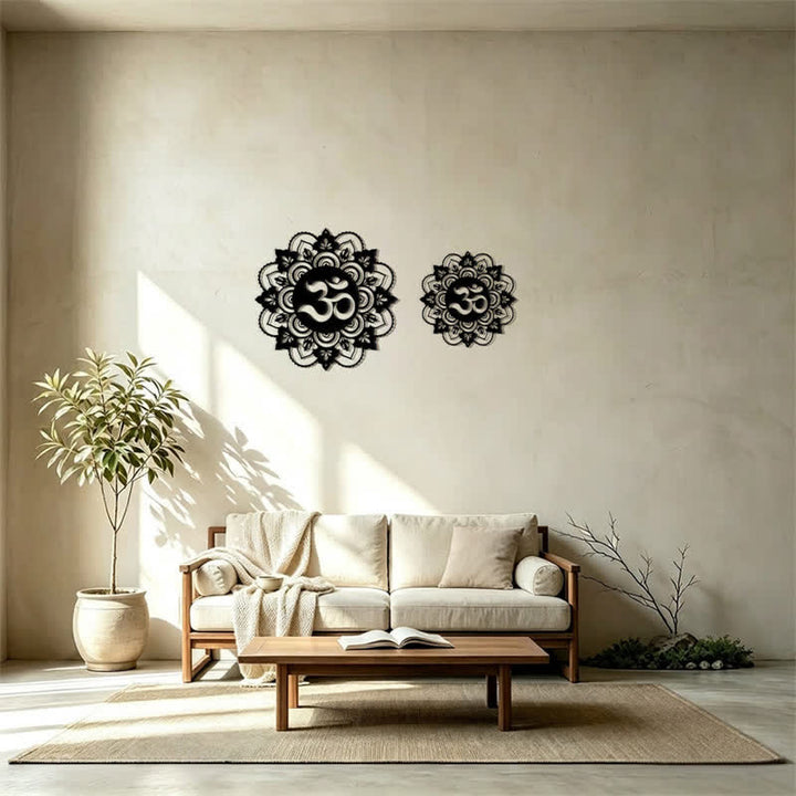 Buddha Stones Decorazione murale rotonda in ferro con mandala OM sacro per la consapevolezza - image 15