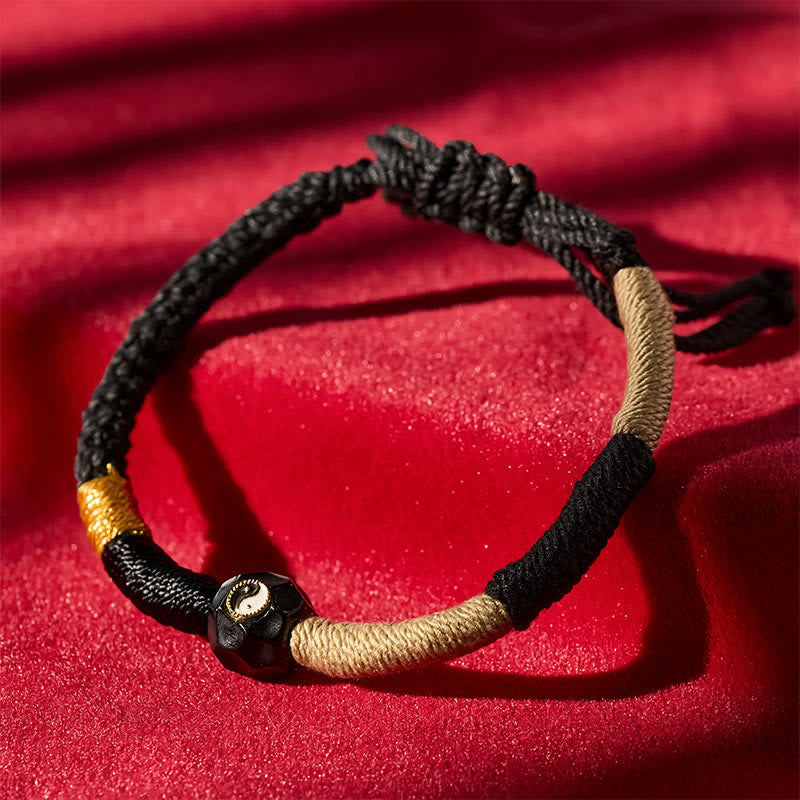 Buddha Stones Bracciale a corda in agata di fuoco bianca e nera con equilibrio - image 1