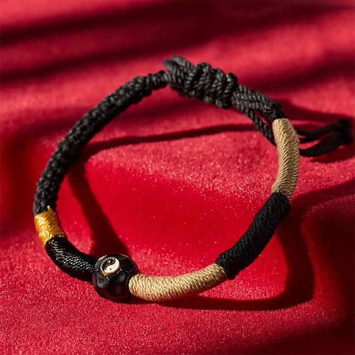 Buddha Stones Bracciale a corda in agata di fuoco bianca e nera con equilibrio - image 1
