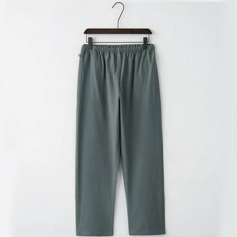 Completo da uomo in stile Tang con bottoni a rana Buddha Stones , composto da camicia a maniche lunghe e pantaloni, set completo da 2 pezzi. - image 10