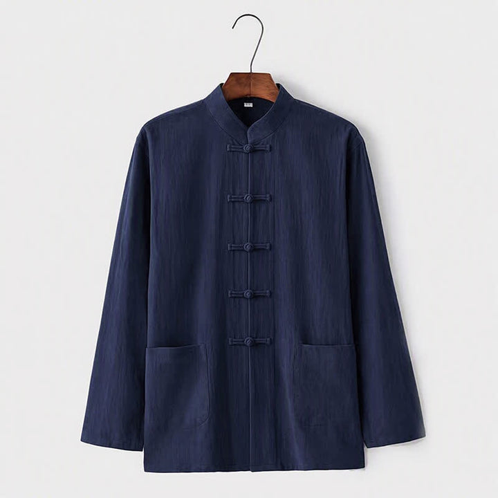 Completo da uomo in stile Tang con bottoni a rana Buddha Stones , composto da camicia a maniche lunghe e pantaloni, set completo da 2 pezzi. - image 13