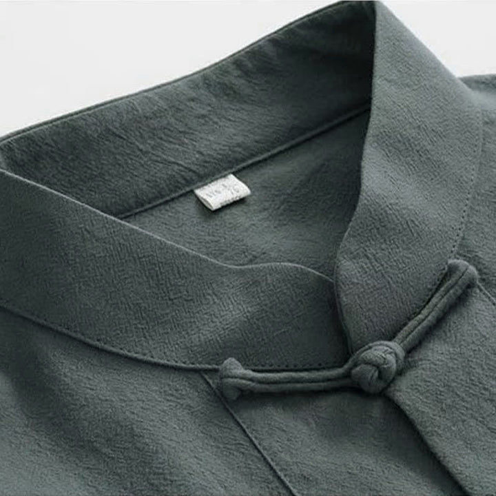 Completo da uomo in stile Tang con bottoni a rana Buddha Stones , composto da camicia a maniche lunghe e pantaloni, set completo da 2 pezzi. - image 8