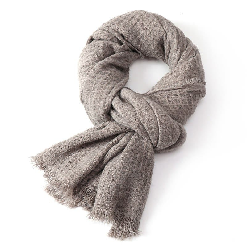 Sciarpa avvolgente da uomo con nappe e texture effetto Buddha Stones, ideale per autunno/inverno. - image 7