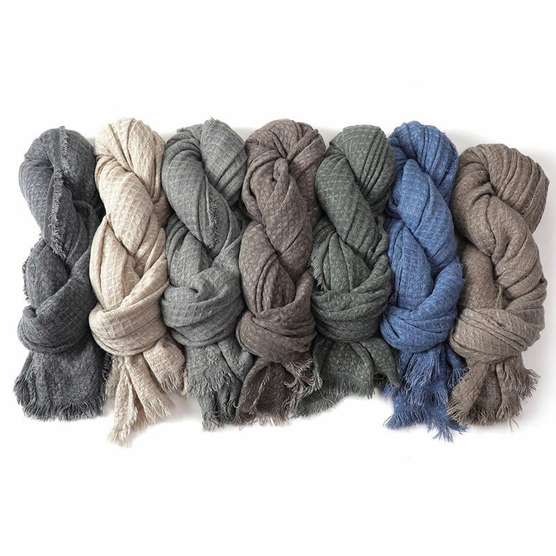 Sciarpa avvolgente da uomo con nappe e texture effetto Buddha Stones, ideale per autunno/inverno. - image 16