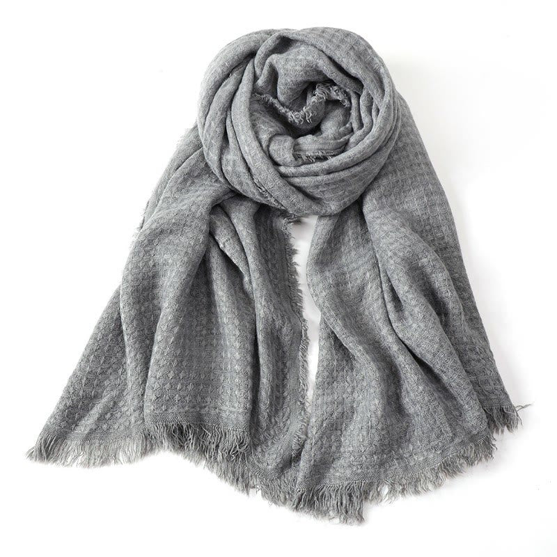 Sciarpa avvolgente da uomo con nappe e texture effetto Buddha Stones, ideale per autunno/inverno. - Grigio chiaro - image 14