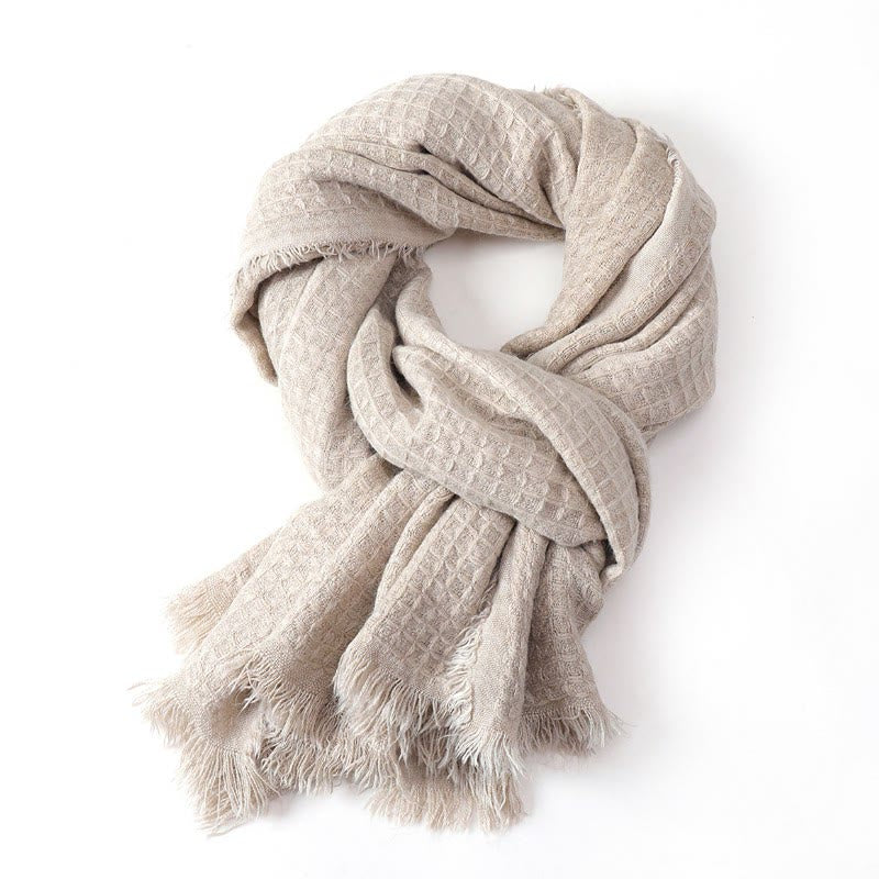Sciarpa avvolgente da uomo con nappe e texture effetto Buddha Stones, ideale per autunno/inverno. - image 13