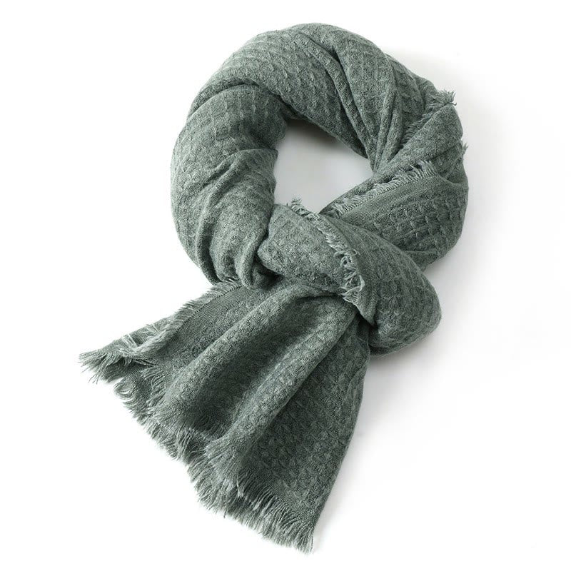 Sciarpa avvolgente da uomo con nappe e texture effetto Buddha Stones, ideale per autunno/inverno. - image 9