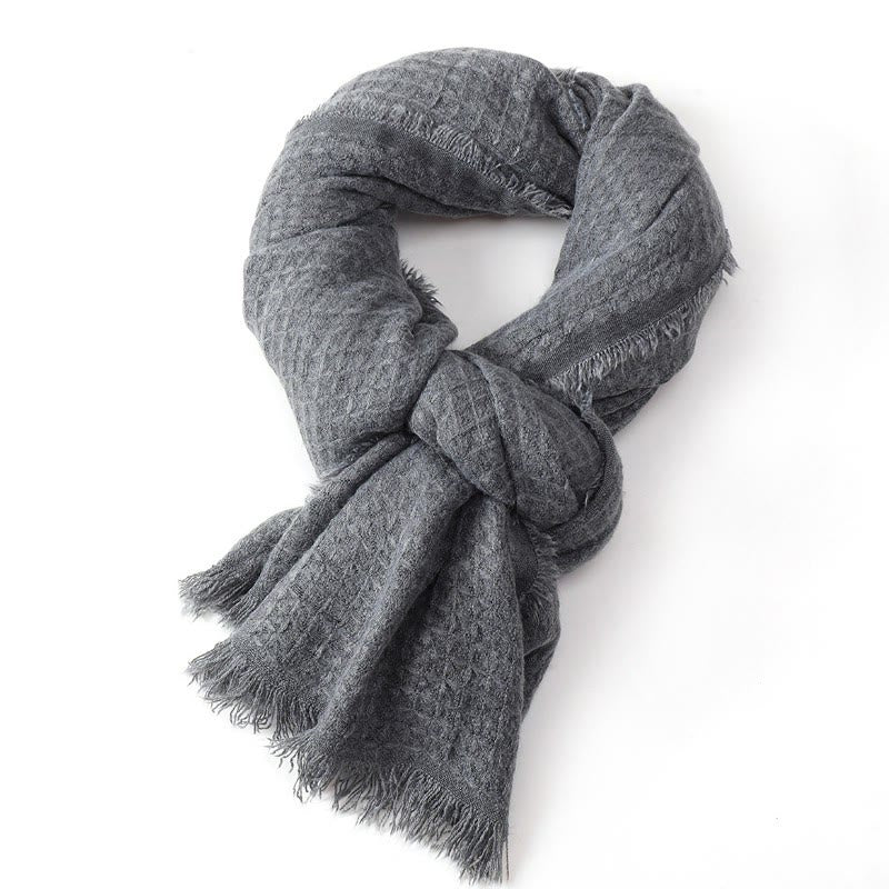Sciarpa avvolgente da uomo con nappe e texture effetto Buddha Stones, ideale per autunno/inverno. - image 1