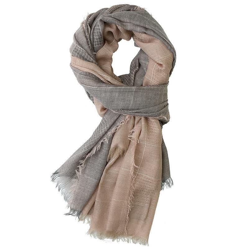 Sciarpa da uomo con nappe e griglia scura a tema Buddha Stones per autunno/inverno. - Marrone rosa - image 6