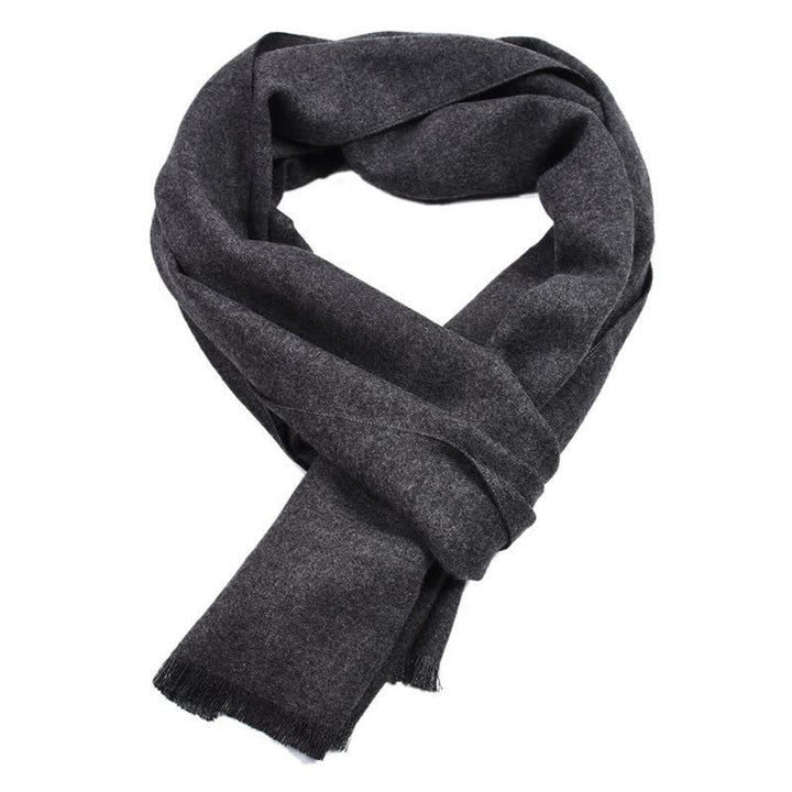 Sciarpa lunga da uomo con nappe, tinta unita, con motivo Buddha Stones, ideale per autunno/inverno. - Grigio ardesia scuro - image 6