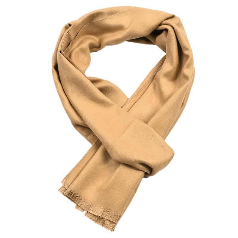 Sciarpa lunga da uomo con nappe, tinta unita, con motivo Buddha Stones, ideale per autunno/inverno. - Oro - image 7