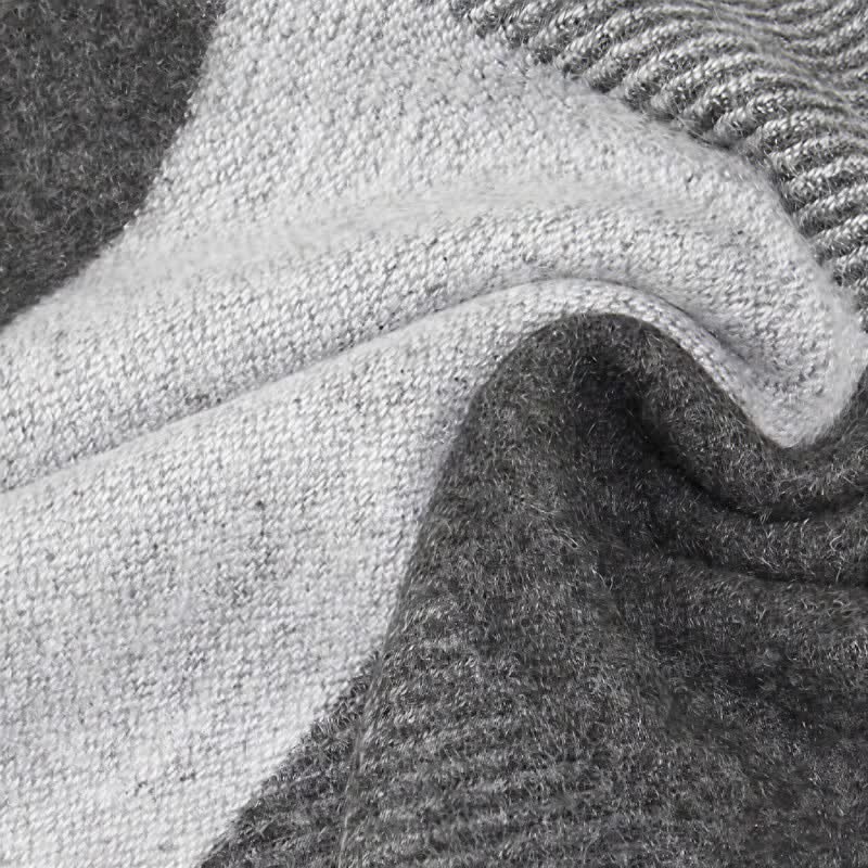 Sciarpa rettangolare da uomo con motivo a quadri e nappe, classica, autunno/inverno, con Buddha Stones. - image 14