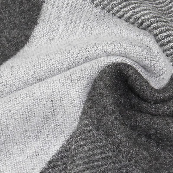Sciarpa rettangolare da uomo con motivo a quadri e nappe, classica, autunno/inverno, con Buddha Stones. - image 14