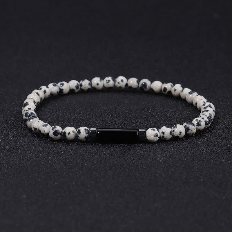 Buddha Stones Bracciale vintage in diaspro dalmata e pietra lavica da 4 mm per la messa a terra. - Diaspro dalmata (Gioia ♥ Lealtà) - image 2