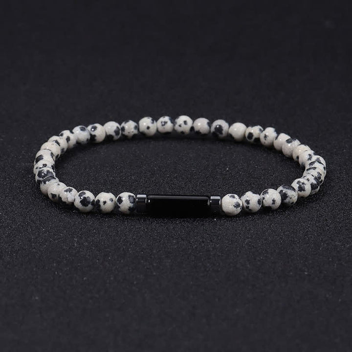 Buddha Stones Bracciale vintage in diaspro dalmata e pietra lavica da 4 mm per la messa a terra. - Diaspro dalmata (Gioia ♥ Lealtà) - image 2