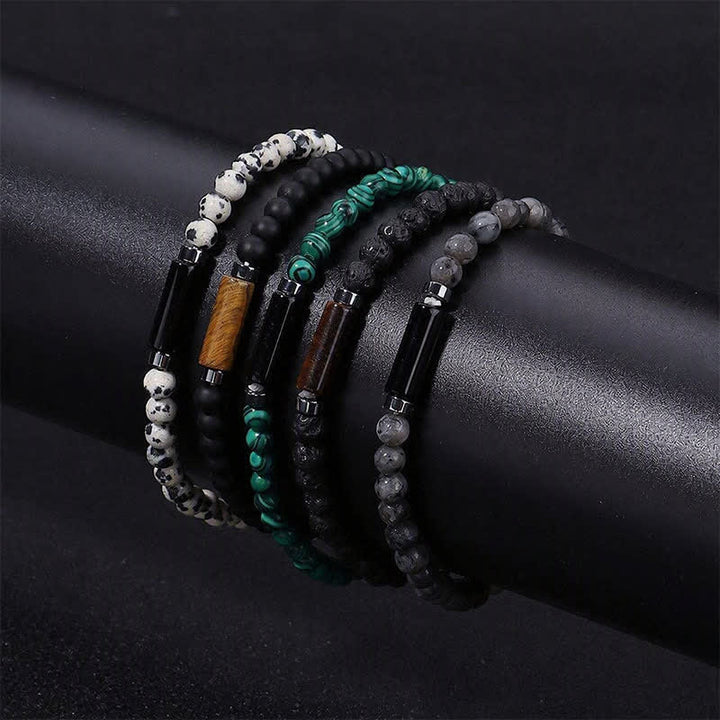 Buddha Stones Bracciale vintage in diaspro dalmata e pietra lavica da 4 mm per la messa a terra. - image 14