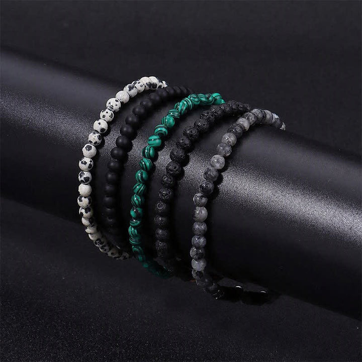 Buddha Stones Bracciale vintage in diaspro dalmata e pietra lavica da 4 mm per la messa a terra. - image 13