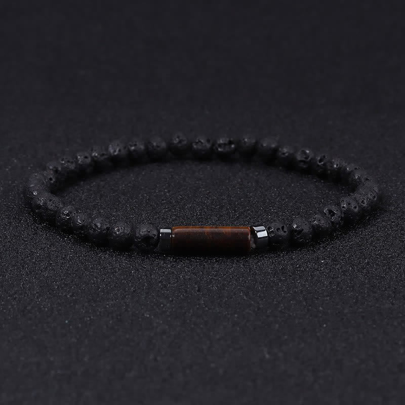 Buddha Stones Bracciale vintage in diaspro dalmata e pietra lavica da 4 mm per la messa a terra. - Roccia lavica (radicamento ♥ protezione) - image 0