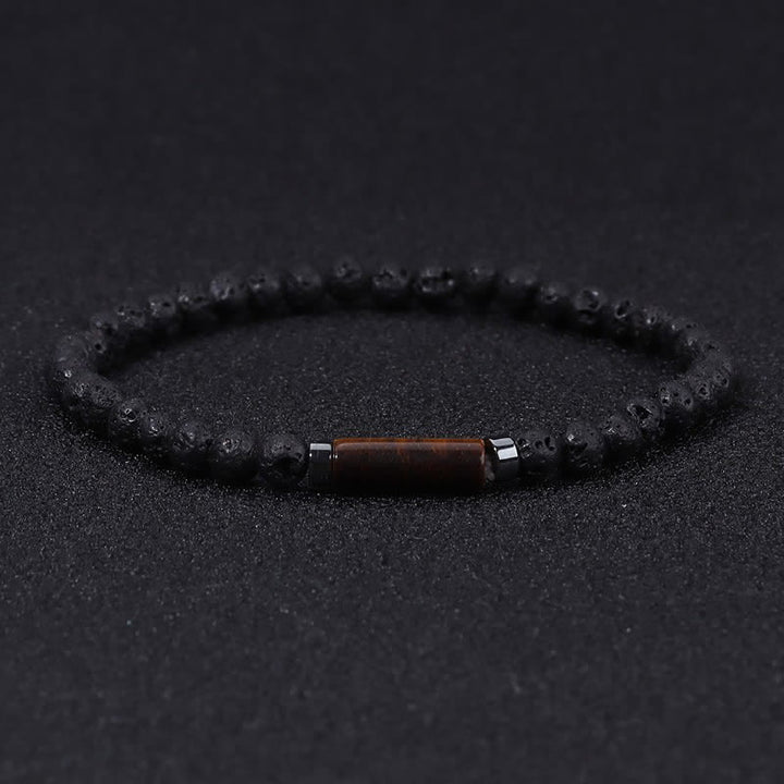 Buddha Stones Bracciale vintage in diaspro dalmata e pietra lavica da 4 mm per la messa a terra. - Roccia lavica (radicamento ♥ protezione) - image 0