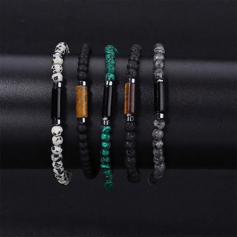 Buddha Stones Bracciale vintage in diaspro dalmata e pietra lavica da 4 mm per la messa a terra. - image 15