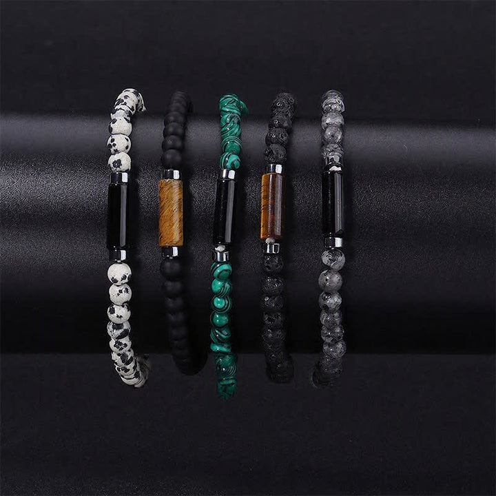 Buddha Stones Bracciale vintage in diaspro dalmata e pietra lavica da 4 mm per la messa a terra. - image 15