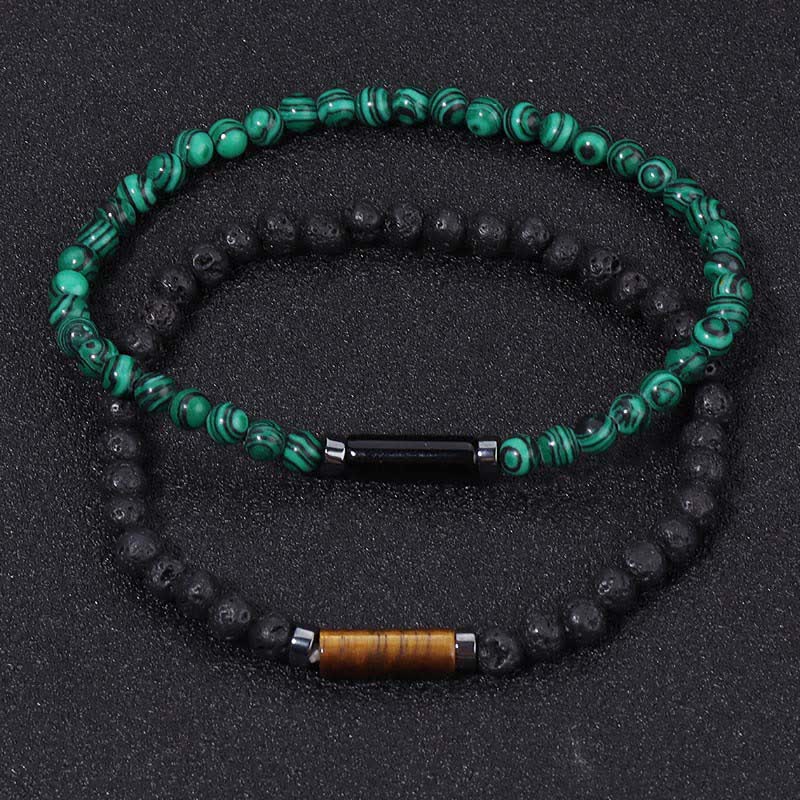 Buddha Stones Bracciale vintage in diaspro dalmata e pietra lavica da 4 mm per la messa a terra. - image 12