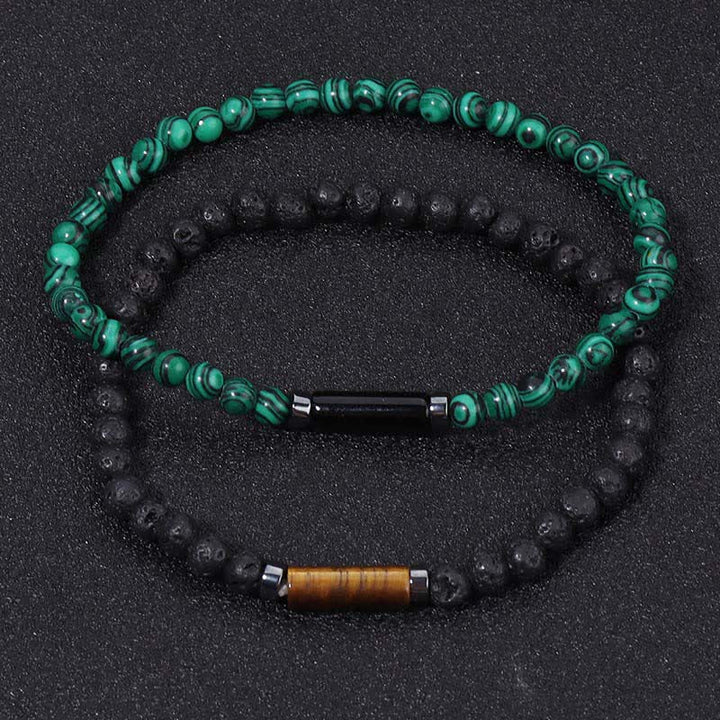 Buddha Stones Bracciale vintage in diaspro dalmata e pietra lavica da 4 mm per la messa a terra. - image 12