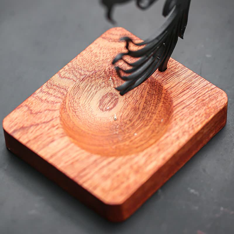 Buddha Stones Bruciatore di incenso Zen con base in legno a forma di carpa koi. - image 9