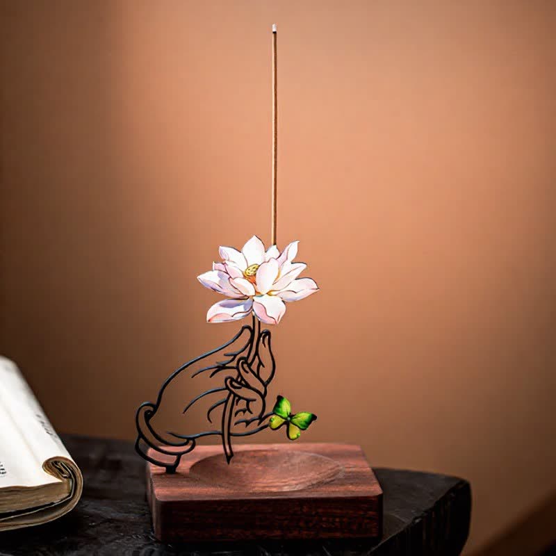 Buddha Stones Bruciatore di incenso verticale a forma di farfalla e loto per l'illuminazione - image 1