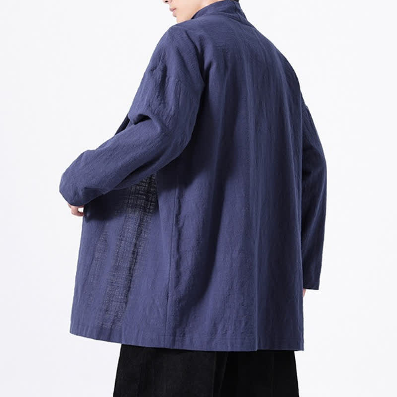 Buddha Stones Kimono da uomo primaverile, casual e minimalista, in tinta unita, in cotone. - image 19