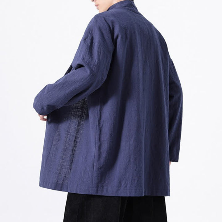 Buddha Stones Kimono da uomo primaverile, casual e minimalista, in tinta unita, in cotone. - image 19