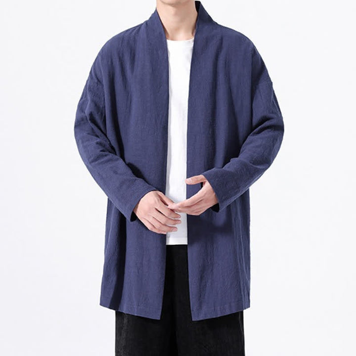 Buddha Stones Kimono da uomo primaverile, casual e minimalista, in tinta unita, in cotone. - image 18