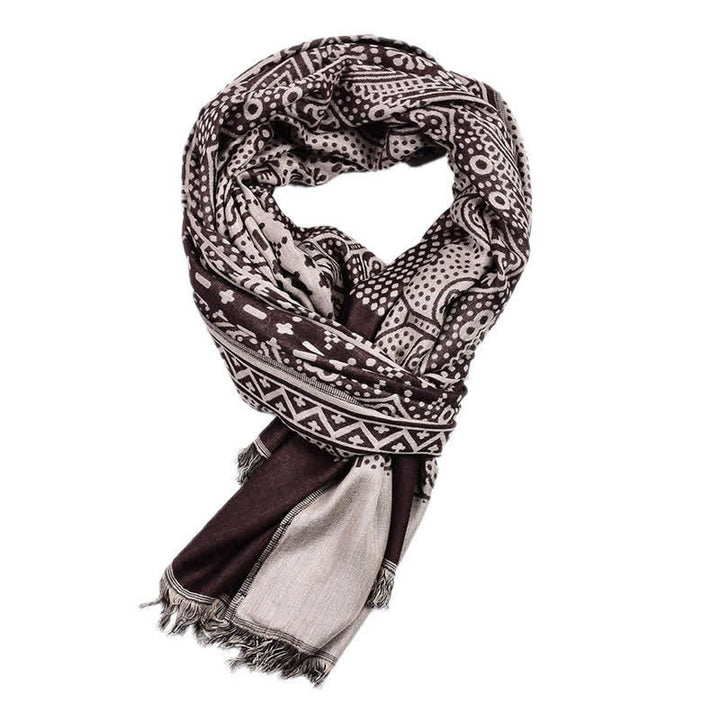 Sciarpa da uomo reversibile, accogliente, con motivo geometrico paisley e nappe, ispirata Buddha Stones, ideale per l'autunno e l'inverno. - image 13