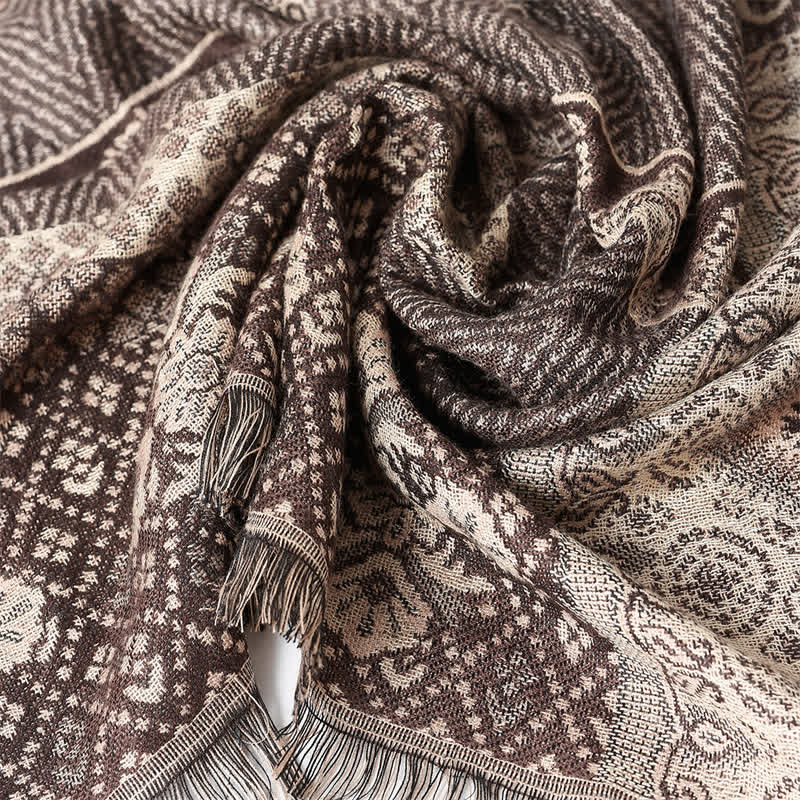Sciarpa da uomo reversibile autunno/inverno con motivo paisley geometrico e nappe, ispirata Buddha Stones. - image 8