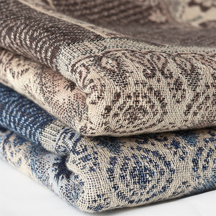 Buddha Stones Sciarpa reversibile autunno/inverno con motivo paisley geometrico e nappe - image 13