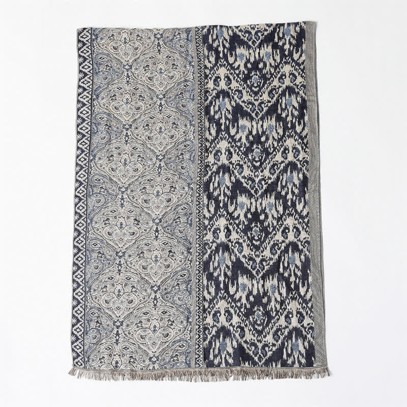 Buddha Stones Sciarpa reversibile autunno/inverno con motivo paisley geometrico e nappe - image 11