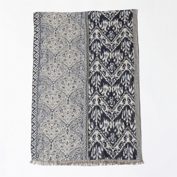 Buddha Stones Sciarpa reversibile autunno/inverno con motivo paisley geometrico e nappe - image 11
