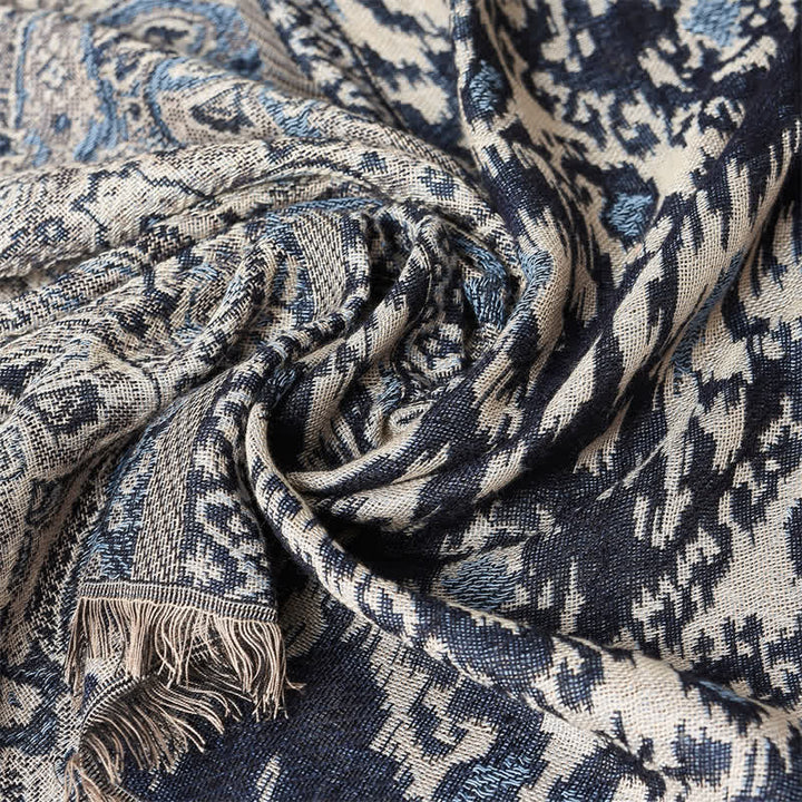 Buddha Stones Sciarpa reversibile autunno/inverno con motivo paisley geometrico e nappe - image 12
