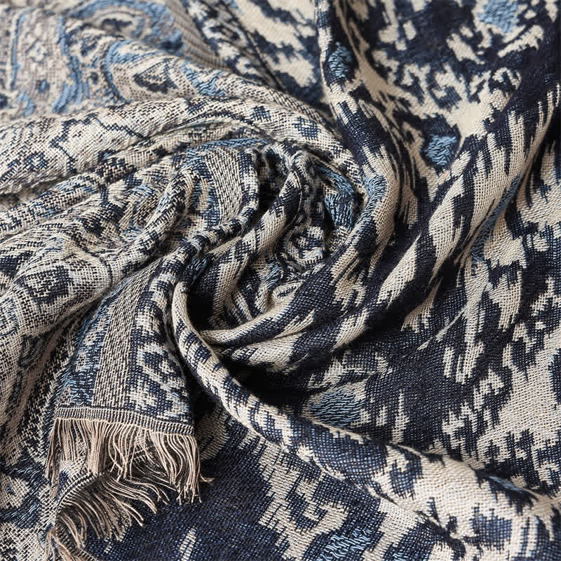 Sciarpa da uomo reversibile autunno/inverno con motivo paisley geometrico e nappe, ispirata Buddha Stones. - image 12