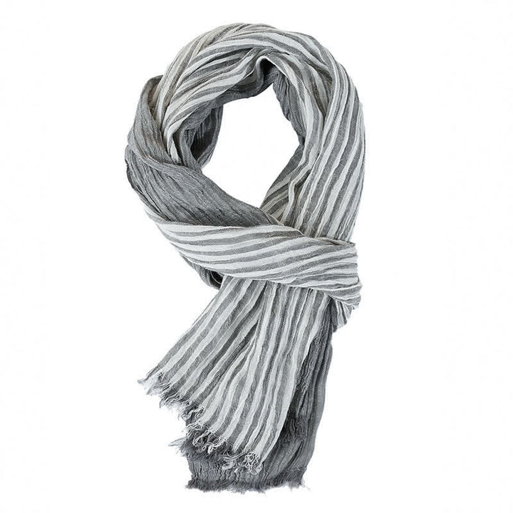 Buddha Stones Sciarpa da viaggio a righe con blocchi di colore e nappine, ideale per primavera e autunno. - Grigio chiaro - Circa 27,6 pollici × 70,9 pollici / 70 × 180 cm - image 23