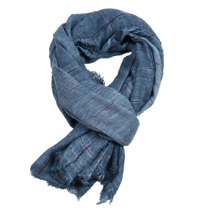 Buddha Stones Sciarpa unisex casual con motivo a quadri per primavera/autunno. - SteelBlue - Circa 39,4 pollici × 74,8 pollici / 100 × 190 cm - image 4