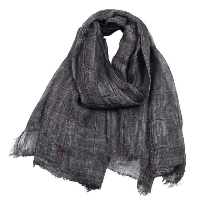 Buddha Stones Sciarpa unisex casual con motivo a quadri per primavera/autunno. - Nero - Circa 39,4 pollici × 74,8 pollici / 100 × 190 cm - image 0