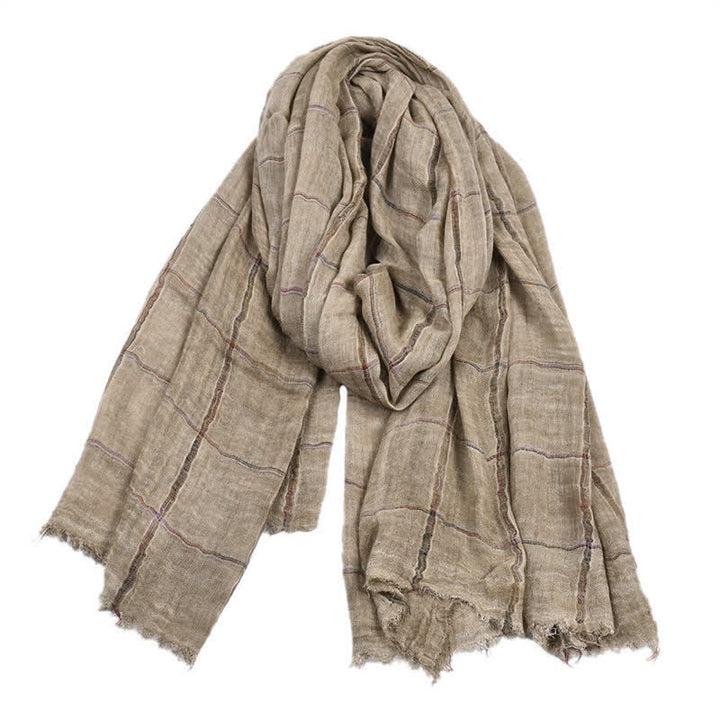 Buddha Stones Sciarpa unisex casual con motivo a quadri per primavera/autunno. - image 13