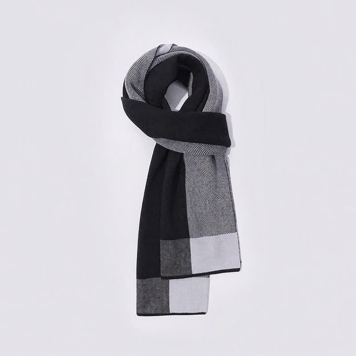 Sciarpa da uomo accogliente in maglia con motivo Buddha Stones, ideale per autunno/inverno, con blocchi di colore geometrici. - Nero - Circa 180 cm * 30 cm - image 12