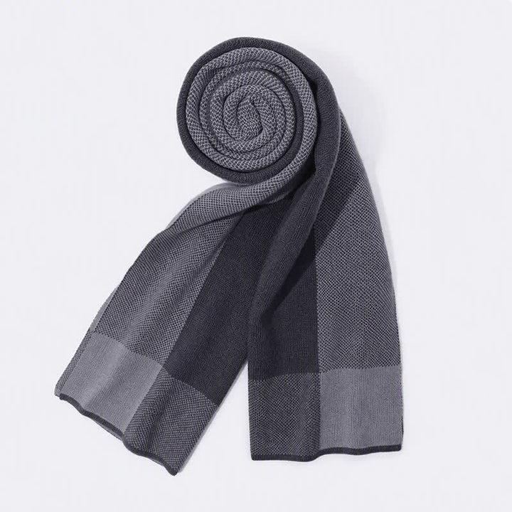 Sciarpa da uomo accogliente in maglia con motivo Buddha Stones, ideale per autunno/inverno, con blocchi di colore geometrici. - image 5