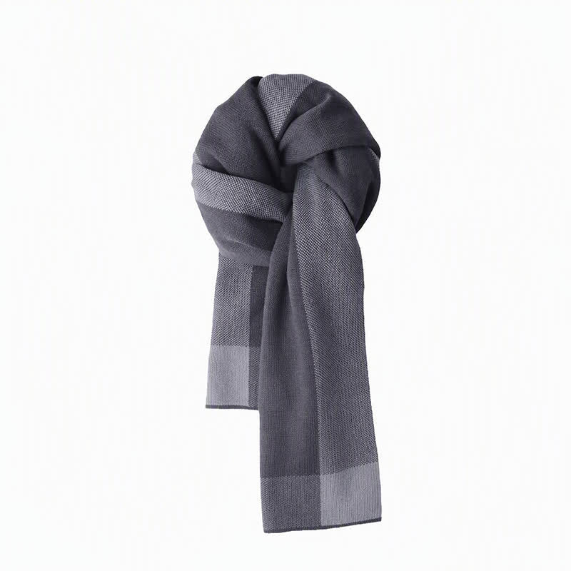 Sciarpa da uomo accogliente in maglia con motivo Buddha Stones, ideale per autunno/inverno, con blocchi di colore geometrici. - Grigio tenue - Circa 180 cm * 30 cm - image 0